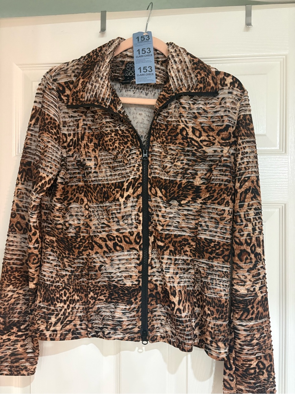Clara Sun Woo Leopard Print Zip-Front Women's Jacket - Medium